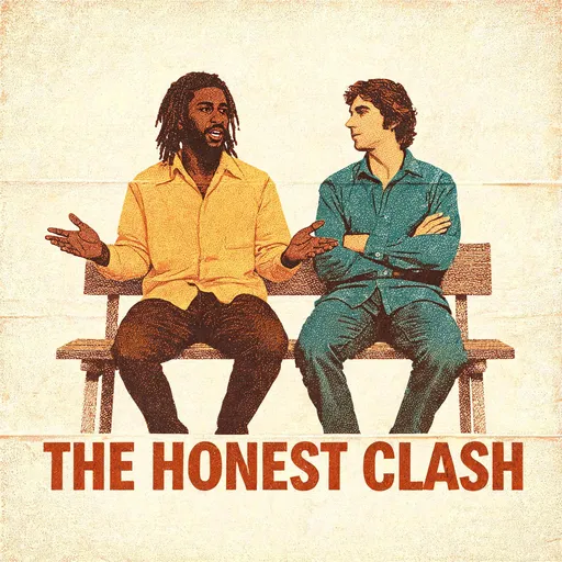 The Honest Clash in the buddy-movie poster style — sample illustration