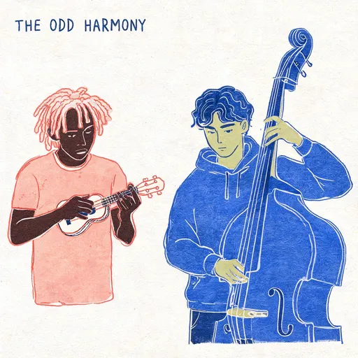 The Odd Harmony pair type as risograph print — sample illustration of made-up characters
